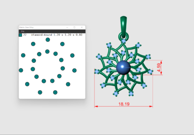 Gold sun pendant diamond pave pearl 3d model