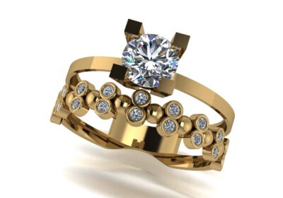 Wedding ring 10 two in one engagement assembled 3D print model