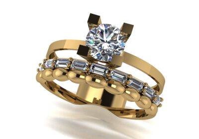 Wedding ring 12 two in one engagement assembled 3D print model