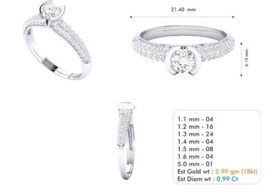 Elegant Platinum diamond engagement ring 3d model