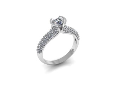 Elegant Platinum diamond engagement ring 3d model