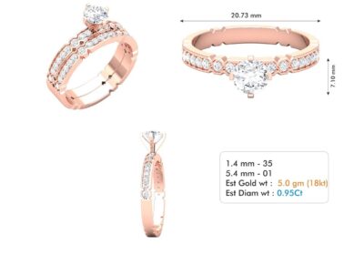 Asscher diamond engagement ring 3d model