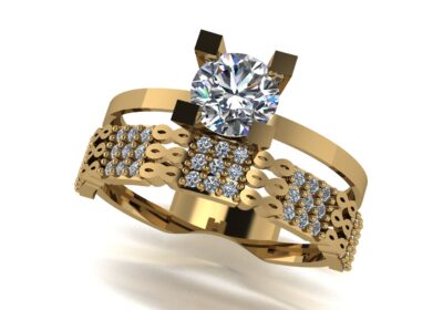 Wedding ring 16 two in one engagement assembled 3D print model