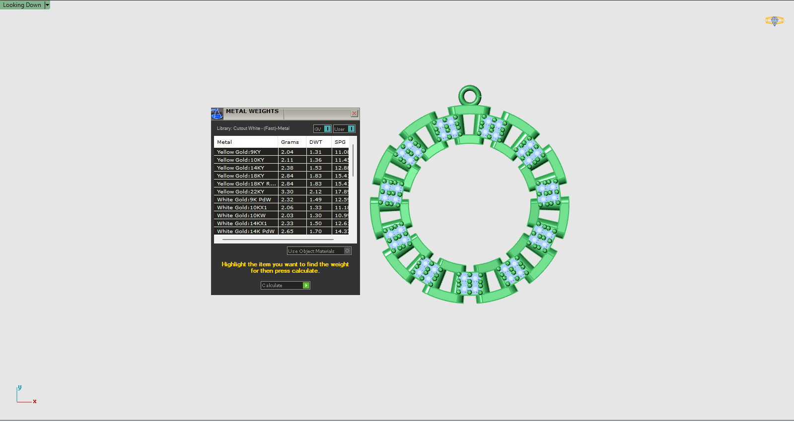 Pendant circle diamond