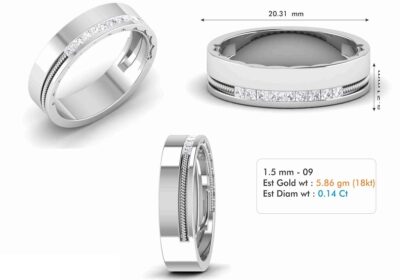 Single Diamond Designer Milgrain Wedding Platinum Ring