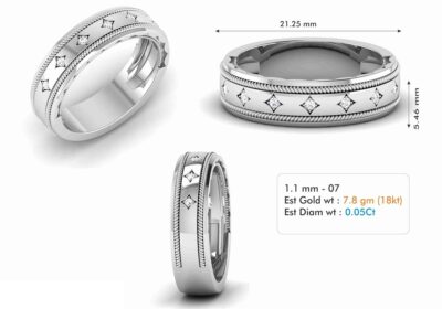 Rhombic diamond cut platinum ring 3d model