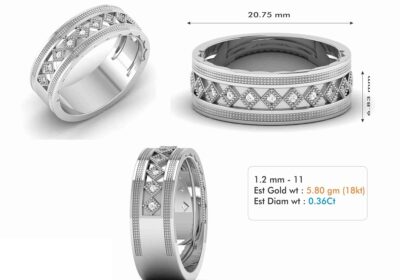 Polished Zala diamond men ring 3d model