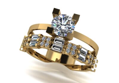 Wedding ring 3 two in one engagement assembled 3D print model