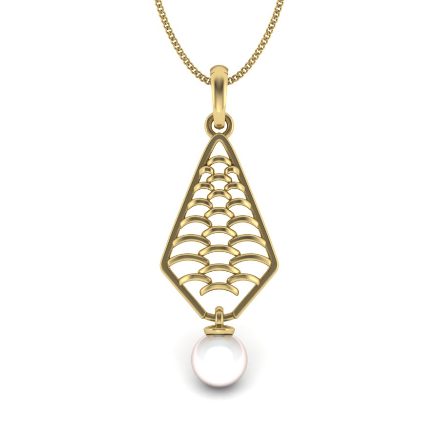 Arcs drop pearl pendant