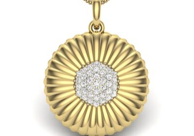 Sun gold pendant diamond pave 3d model