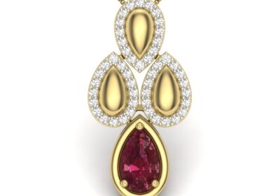 Pear ruby necklace diamond pendant 3d model
