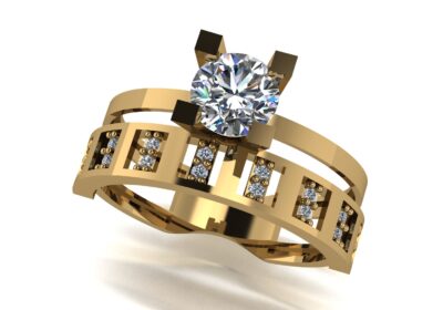 Wedding ring 7 two in one engagement assembled 3D print model