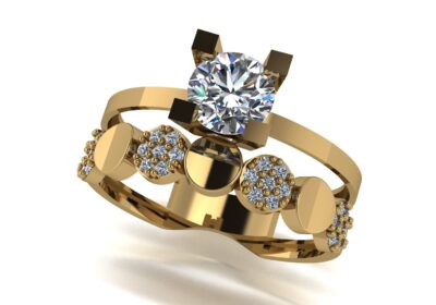 Wedding ring 9 two in one engagement assembled 3D print model