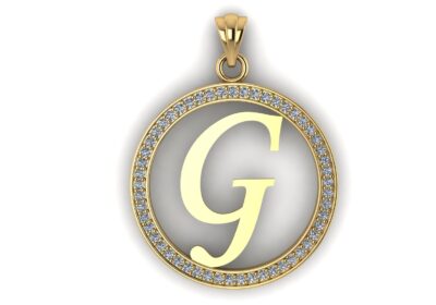 G alphabet pendant circle diamonds cad 3d models