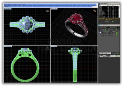Halo Cushion round Diamond Engagement ring 3d cad file