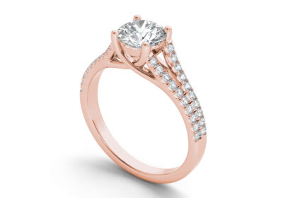 Caydia Split Shank diamond ring Rose Gold 3d model