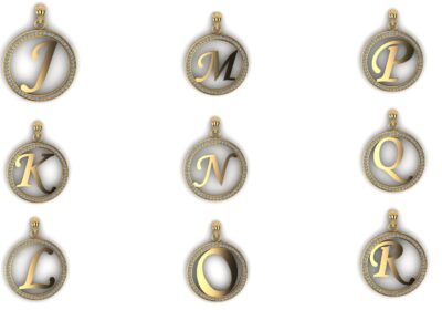 Alphabet pendants circle diamonds collection cad 3d models